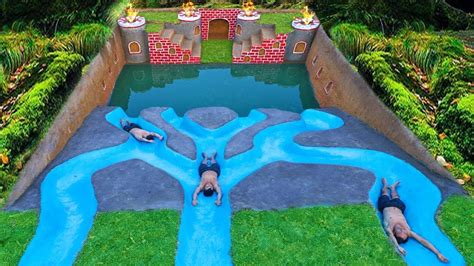 How To Build Underground Tunnel Water Slide Park Into Swimming Pool ...