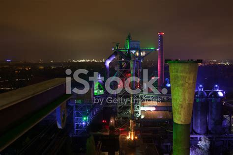 Industrial Complex At Night Illuminated Stock Photo | Royalty-Free ...