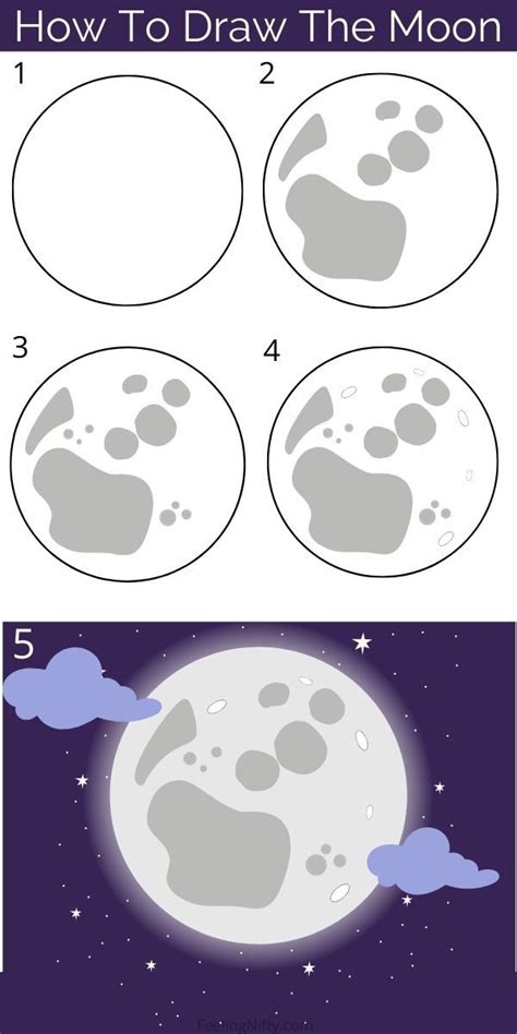 How To Draw The Moon | Easy Moon Drawing For All Ages | Moon drawing ...