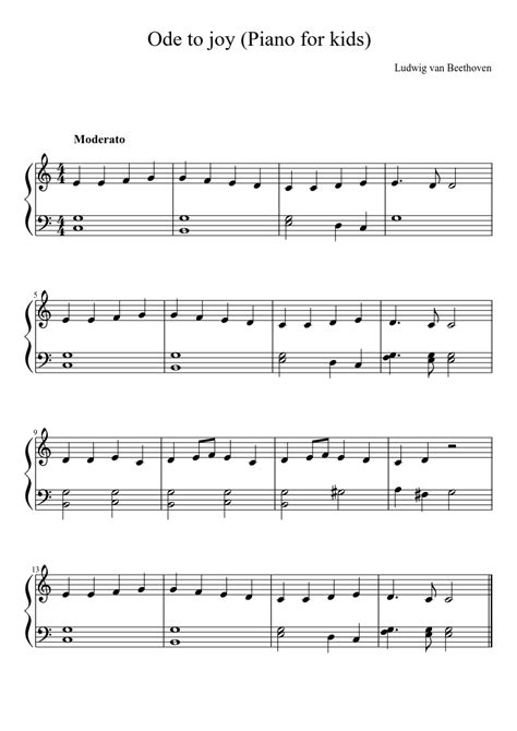 Ode to joy (Piano for kids) sheet music download free in PDF or MIDI