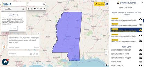 Download Mississippi state GIS maps - counties, rail, highway, shapefile