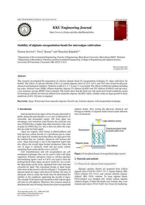 (PDF) Stability of alginate encapsulation beads for microalgae cultivation