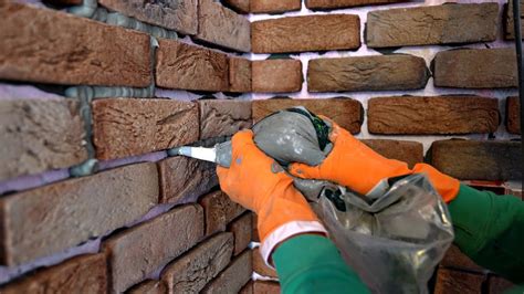 How to Install Brick Veneer on a Wall - YouTube