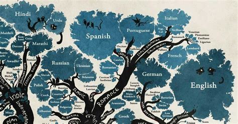 Beautiful illustration of linguistic family tree shows origins of the ...