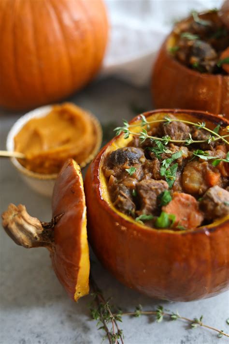 Slow Cooker Pumpkin Beef Stew (served inside roasted sugar pumpkins!) | Recipe | Pumpkin beef ...