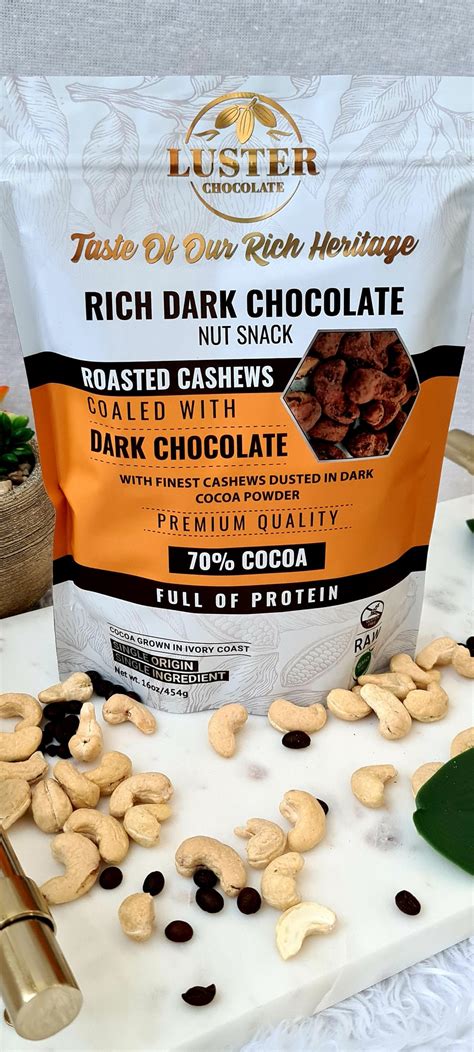 Roasted Cashews Coated with Dark Chocolate - Luster Chocolate