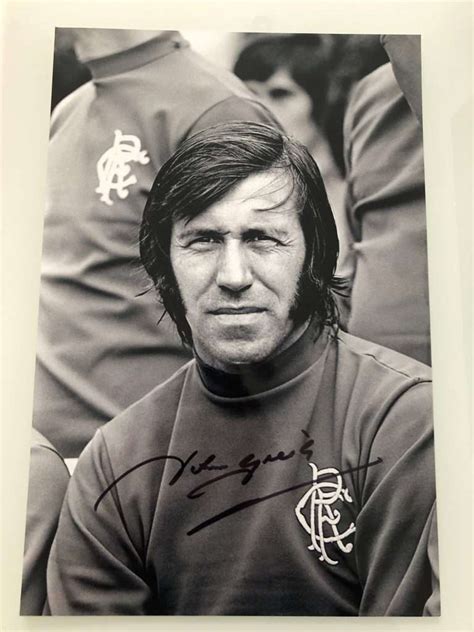 John Greig signed Rangers captain photo 12x8" B&W