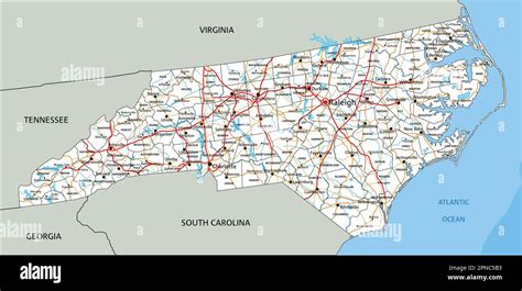 High detailed North Carolina road map with labeling Stock Vector Image ...