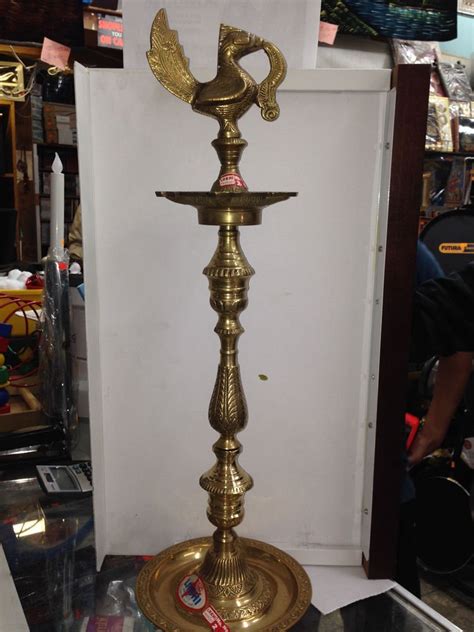 Solid Brass Diya Stand [Set of 2 diya ] 24 Inch tall Heavy - 16lb