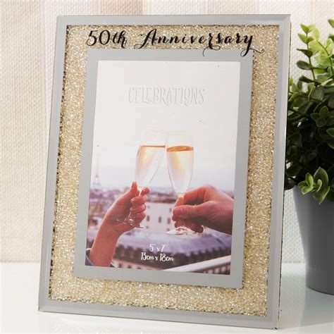 50th - Golden Wedding Anniversary 5x7 Crystal Photo Frame