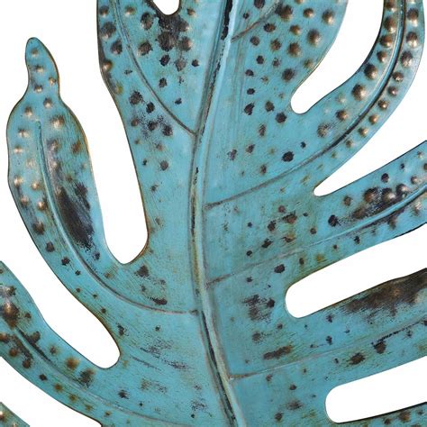 Blue Leaf Wall Art Iron Leaf Wall Decor Iron Metal Wall Art Decoration for Home Wall Hanging ...