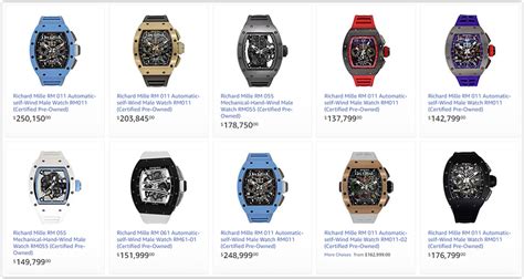 Richard Mille Men's watches price list