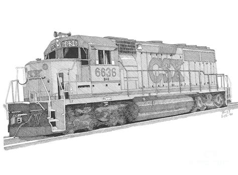 Csx Diesel Locomotive Drawing by Calvert Koerber