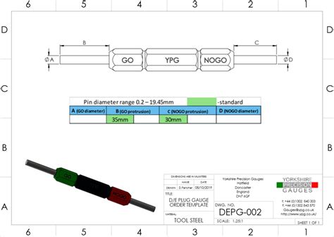 Plug Gauge Order Template Drawings - Yorkshire Precision