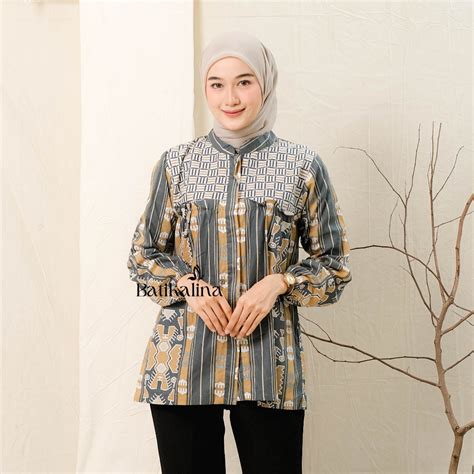 Jual Baju Batik Wanita Modern Atasan Blouse Batik Kerja Kantor Wanita | Shopee Indonesia