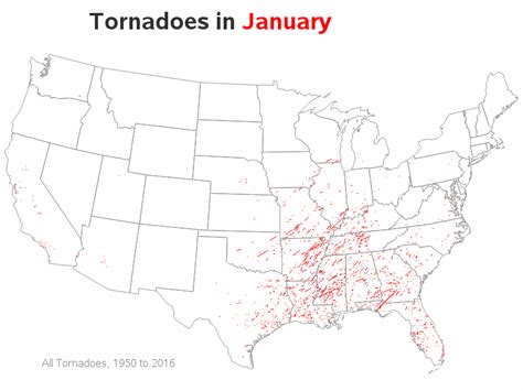 U.S. Tornado Animation by Month