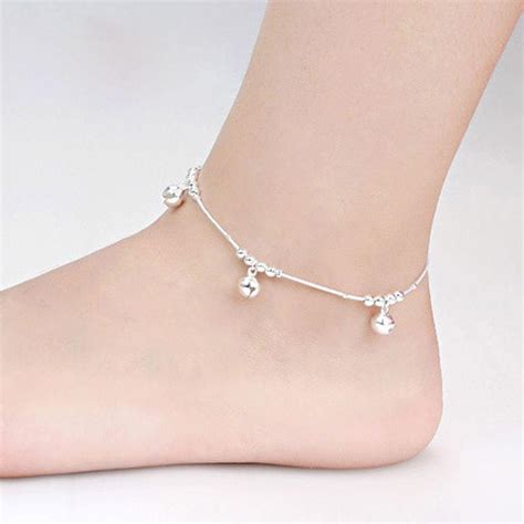 Buy Simple Women Fashion Bells Bead Silver Plated Chain Ankle Bracelet ...