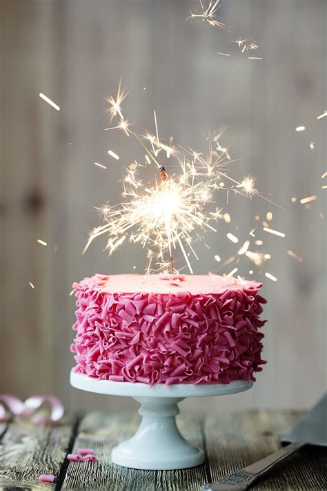 "Pink Celebration Cake With Sparkler" by Stocksy Contributor "Ruth ...