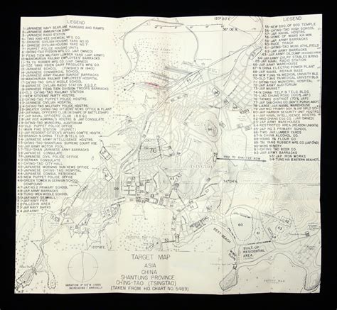 World War II Allied Target Map of Qingdao Tsingtao , China