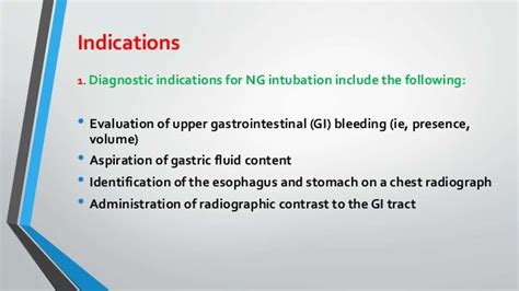 Indication for nasogastric tube