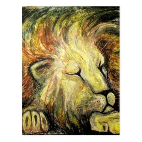 Sleeping Lion Oil Painting Postcard | Zazzle