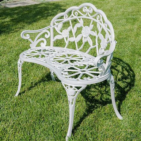 Cast Iron Antique Garden Bench, White | Patio garden, Garden park, Rose style