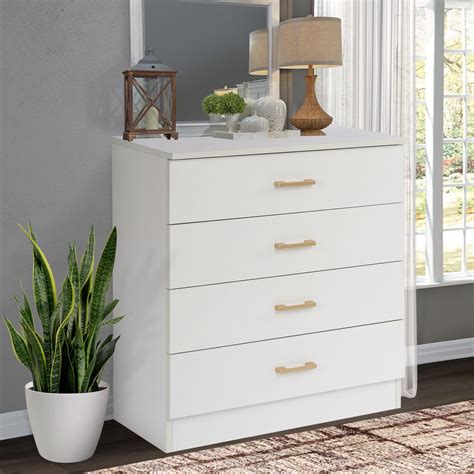 Segmart's White Tall 4-Drawer Wood Dressers for Bedroom with Vertical ...