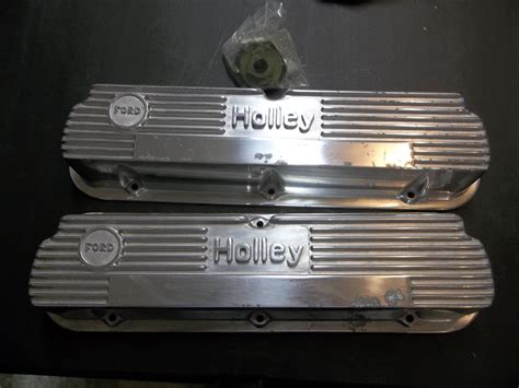 VINTAGE HOLLEY FINNED ALUMINUM VALVE COVERS SMALL BLOCK FORD 260-351W ...