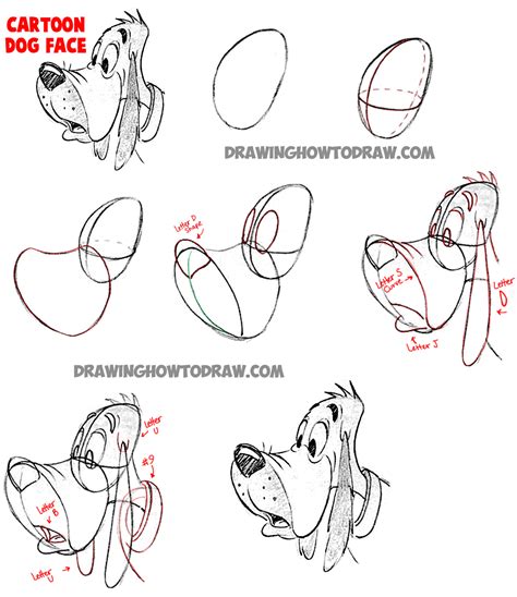 How to Draw Cartoon Dogs Face and Head in Easy Steps Lesson – How to Draw Step by Step Drawing ...