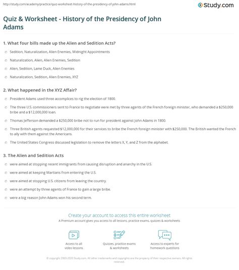 The Presidency Of John Adams Worksheet Answers - Thekidsworksheet