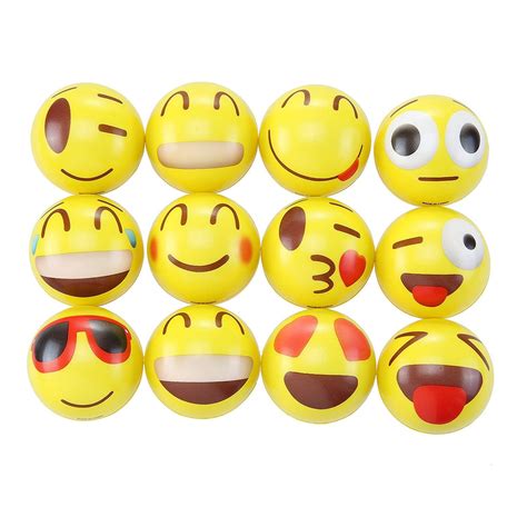 Totem World 24 Colorful Emoji Stress Balls - Squishy, Squeezable Fidget ...