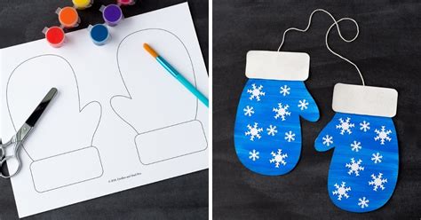 Mitten Craft with Printable Mitten Pattern for Kids | Fireflies and Mud ...