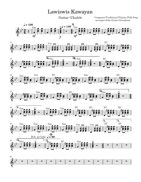 Lawiswis kawayan Composer by:Filipino Folk Song Sheet music for Guitar ...