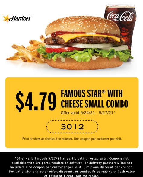 Famous star cheeseburger combo meal = $4.79 at Hardees #hardees | The ...