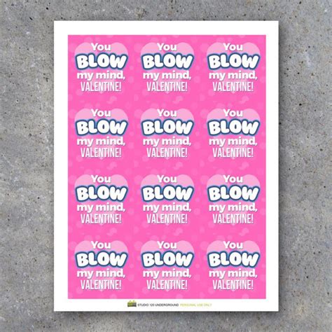 Valentine's Day Blow Pop Cards for Kids - Printable Instant Download - Studio 120 Underground