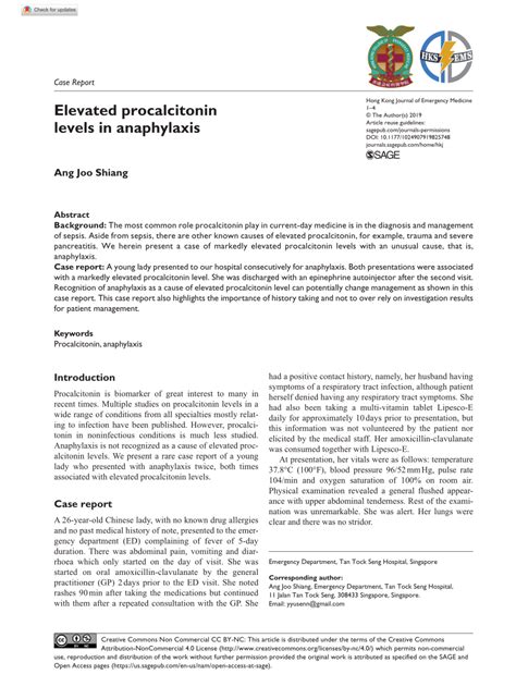 (PDF) Elevated procalcitonin levels in anaphylaxis