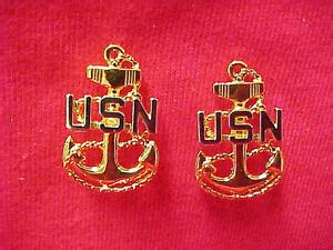 US Navy - E-7 - pair of Metal Insignia - Chief Collar devices in package | eBay