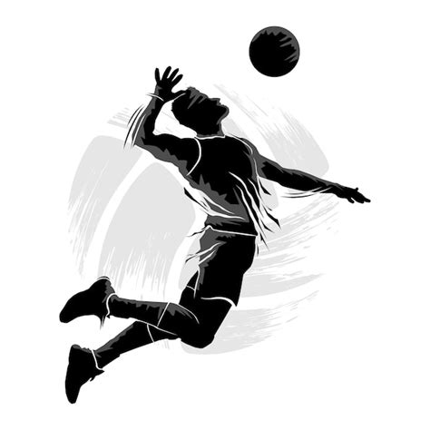 Premium Vector | Silhouette of male volleyball player flying and ...