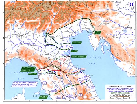 [Map] Map showing the Allied advance toward and through the Gothic Line, Italy, 5 Jun-31 Dec ...