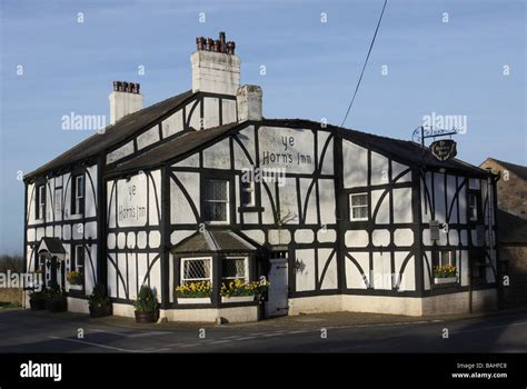 exterior of Ye Horns Inn Lancashire England April 2009 Stock Photo - Alamy