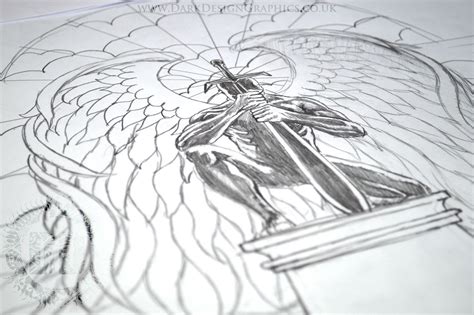 Kneeling Angel Tattoo Concept from Dark Design Graphics | Angel tattoo ...