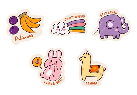 Premium Vector | Set of cartoon kawaii sticker