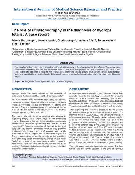 (PDF) The role of ultrasound in the diagnosis of Hydrops fetalis