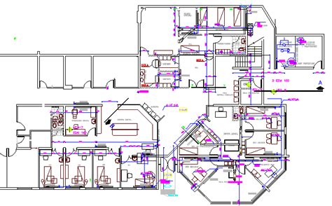 Mental hospital architecture layout plan details dwg file - Cadbull