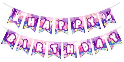 Unicorn Birthday Banner - Rainbow Unicorn Party Supplies - Walmart.com