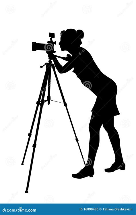 Silhouette Of Woman-photographer And Tripod Stock Illustration - Image: 16890430