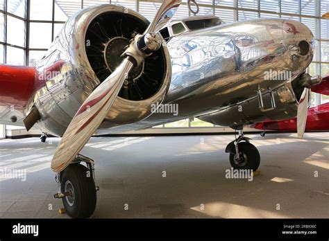 Lockheed Model 10-E Electra twin engined airplane in the livery of Amelia Earhart on display at ...