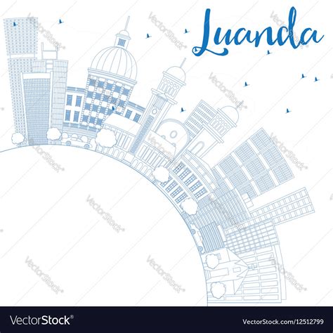 Outline luanda skyline with blue buildings Vector Image