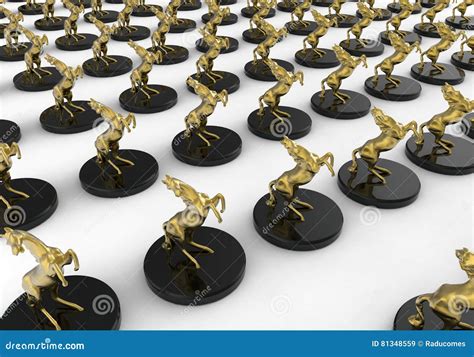 Golden Horses Award Trophies Stock Illustration - Illustration of multiple, equestrian: 81348559