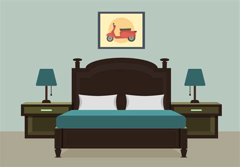 Bedroom With Furniture Vector Illustration 149982 Vector Art at Vecteezy